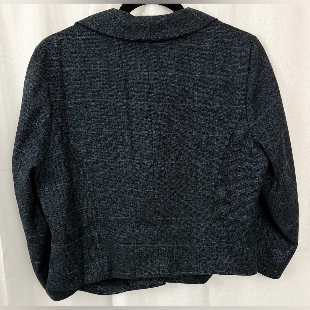 Alice’s Pig Dark Blue Plaid Cropped Three Quarter Sleeve Blazer    Size 6. NWT - Picture 10 of 12